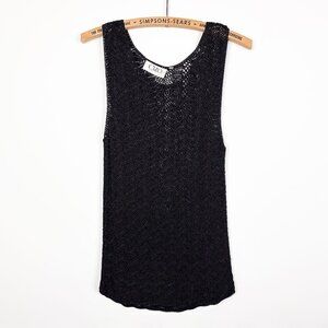CLEO Sheer Knit Cover Up Tank Top Black Beach Pool Size Medium